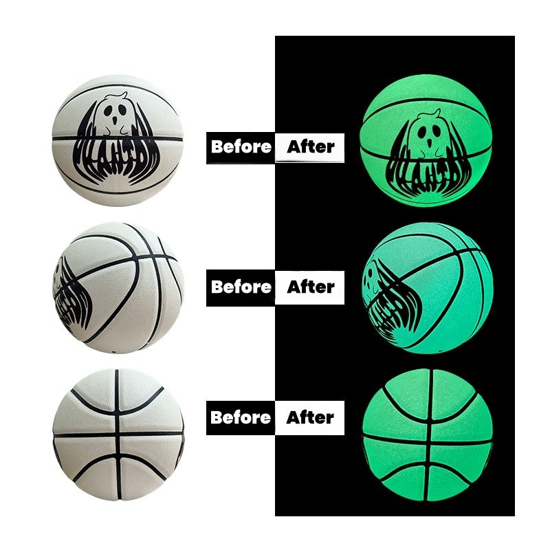 Size 7 Basketball, Genuine Leather, Glow Ghost White