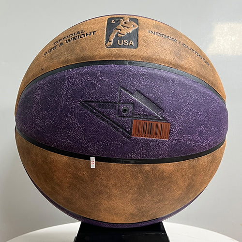 Size 7 Basketball, Genuine Leather, Purple & Yellow Design